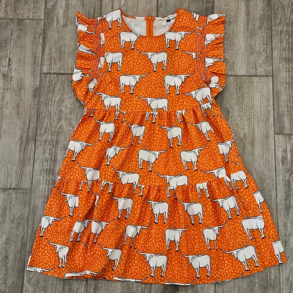 Michelle Mcdowell Dresses & Skirts - Michelle McDowell Ellen Dress Horns‎ Orange Longhorn Tiered Mini Dress Small NEW